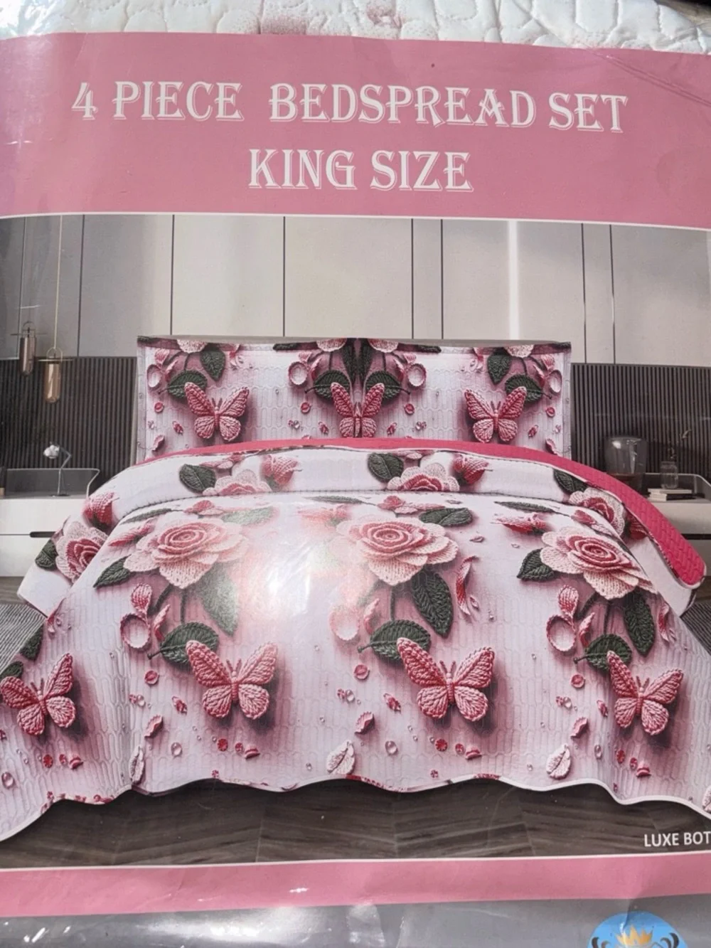 Pink Floral & Butterfly Quilt Set - Soft Pink Bedding